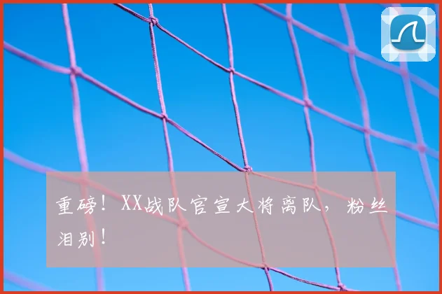 重磅！XX战队官宣大将离队，粉丝泪别！